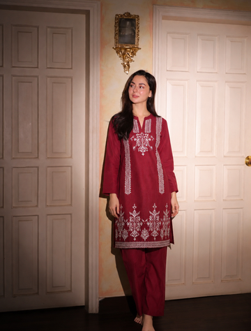 2 Pc Stitched Lawn Suit - PRET - D-01-PNK