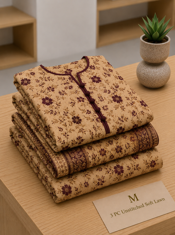 Soft Lawn Unstitched 3PC Women Suit - U1708