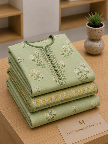 Soft Lawn Unstitched 3PC Women Suit - U1711