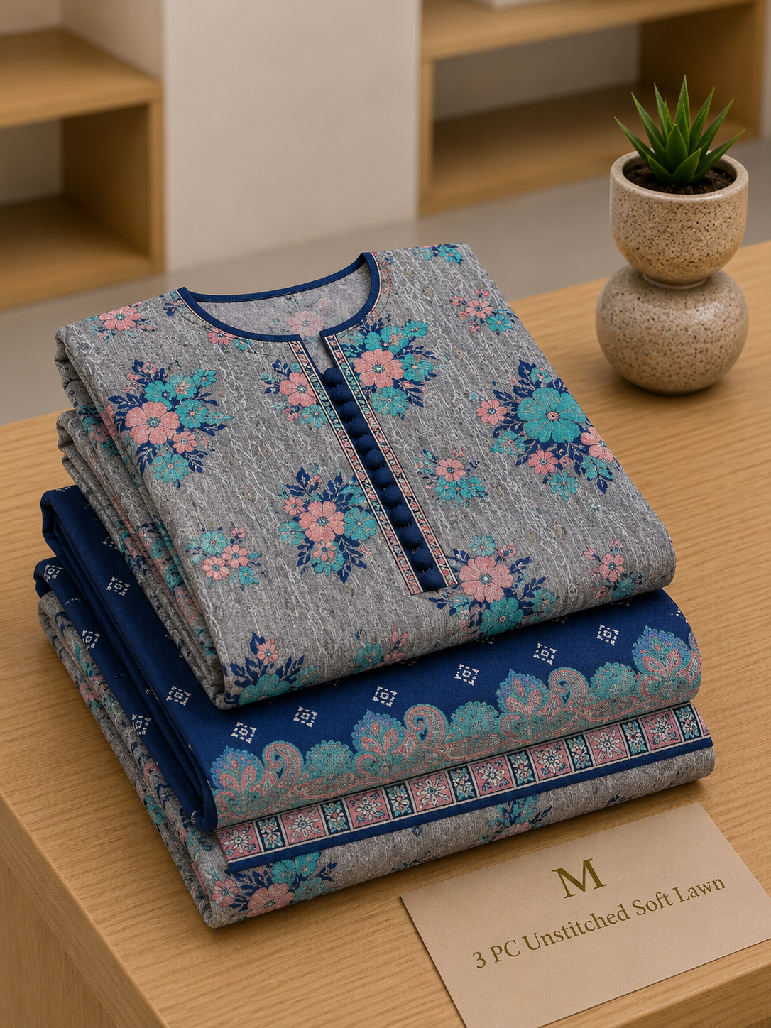 Soft Lawn Unstitched 3PC Women Suit - U1715