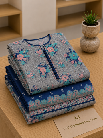 Soft Lawn Unstitched 3PC Women Suit - U1715