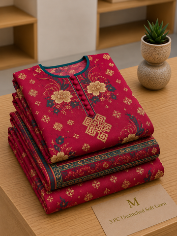 Soft Lawn Unstitched 3PC Women Suit - U1716