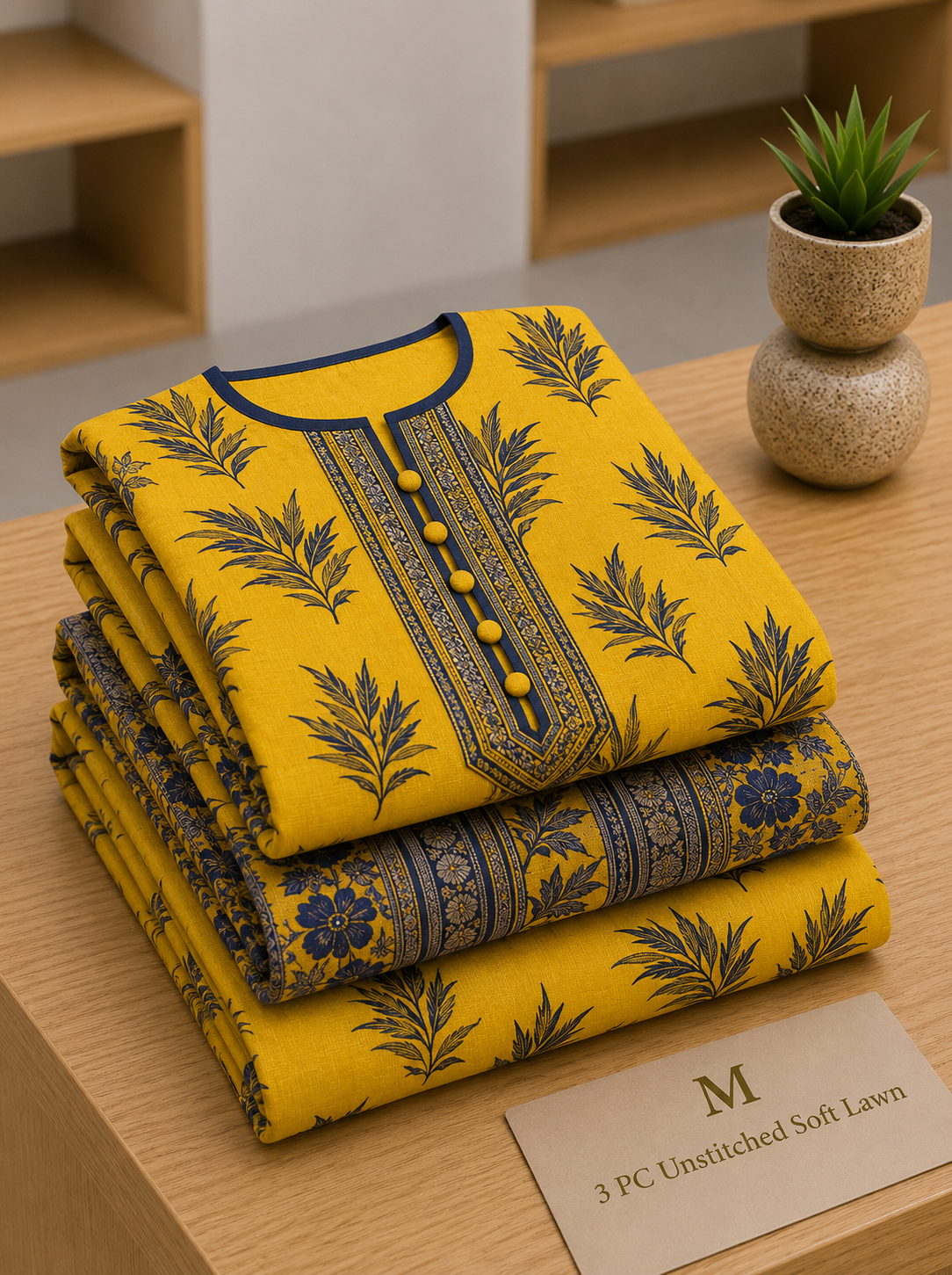 Soft Lawn Unstitched 3PC Women Suit - U1712