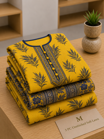 Soft Lawn Unstitched 3PC Women Suit - U1712