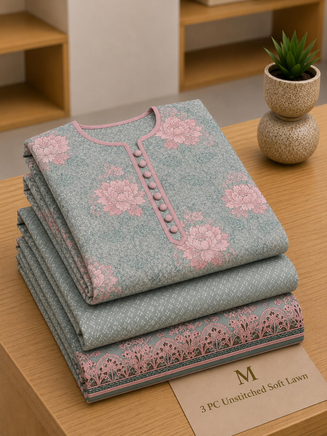 Soft Lawn Unstitched 3PC Women Suit - U1704