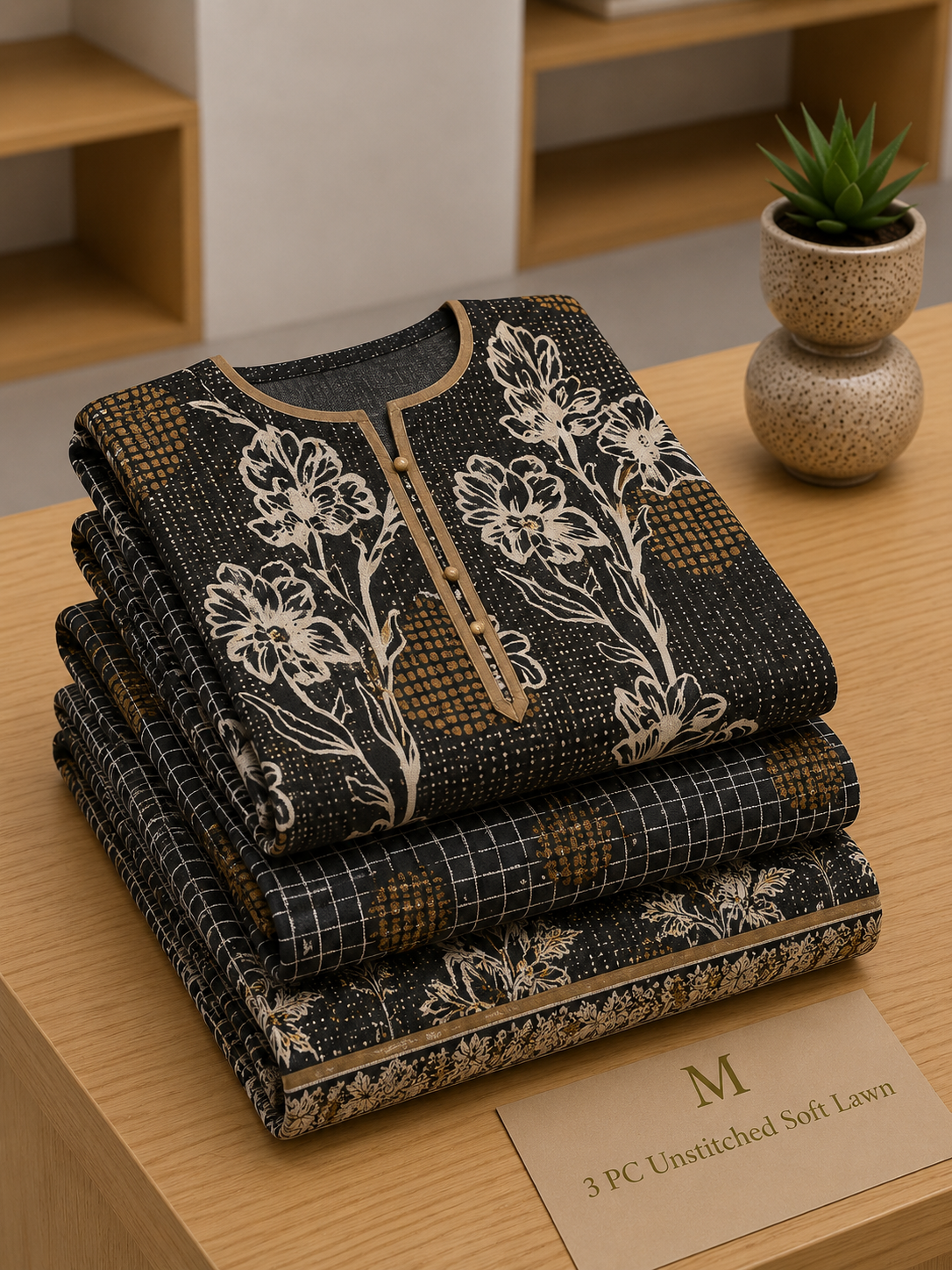 Soft Lawn Unstitched 3PC Women Suit - U1713