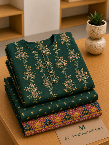 Soft Lawn Unstitched 3PC Women Suit - U1508