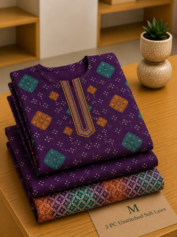 Soft Lawn Unstitched 3PC Women Suit - U1506