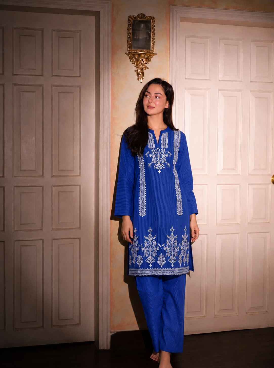 2 Pc Stitched Lawn Suit - PRET - D-01-BLU