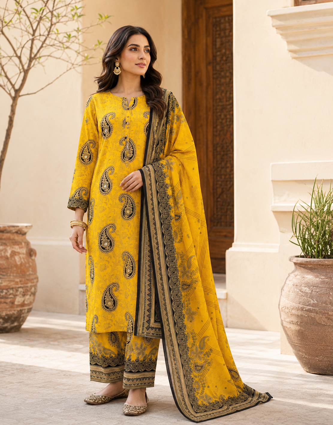 Swiss Lawn Unstitched 3 Piece Suit - A1610