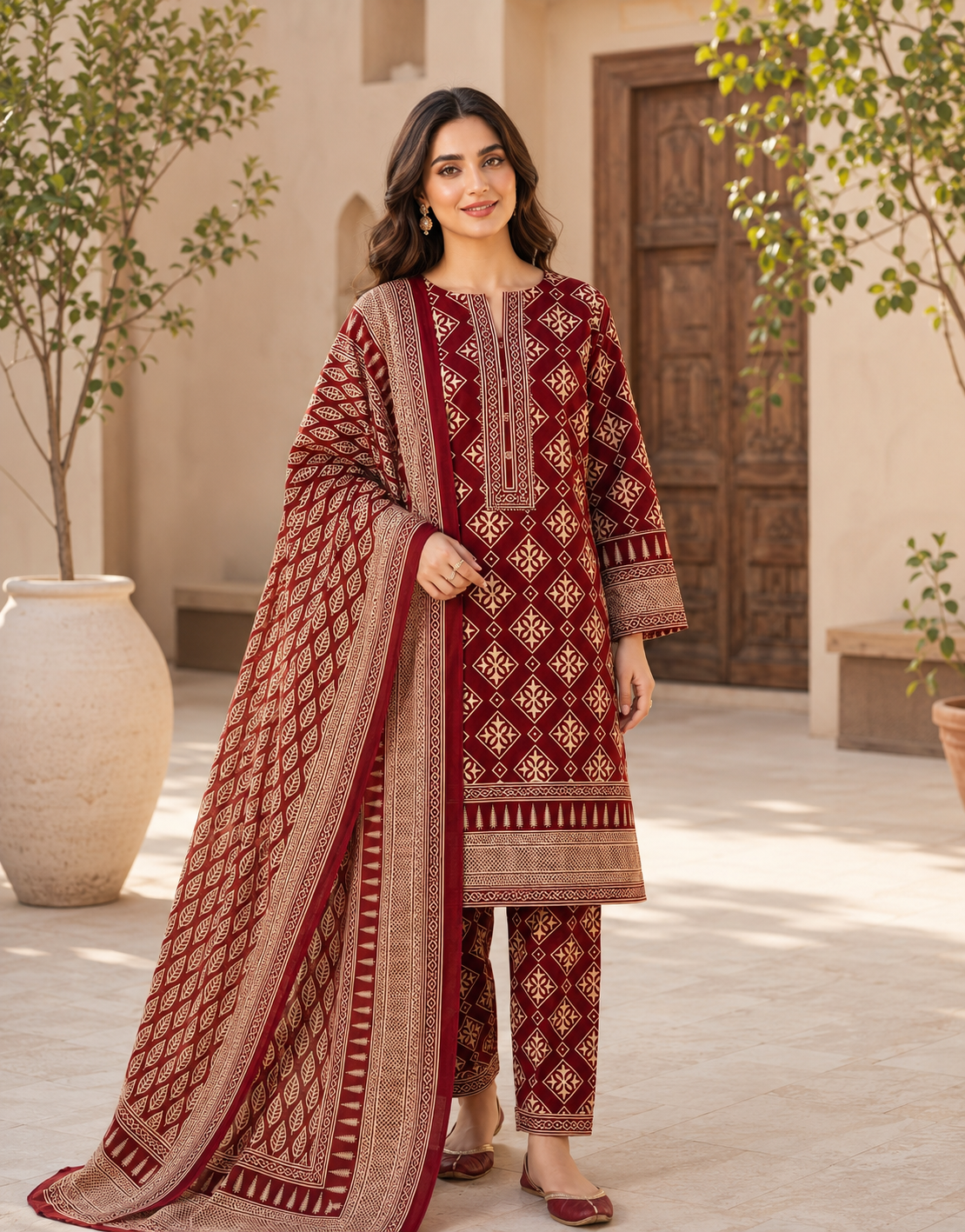 Swiss Lawn Unstitched 3 Piece Suit - A1609