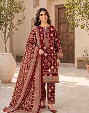 Swiss Lawn Unstitched 3 Piece Suit - A1609