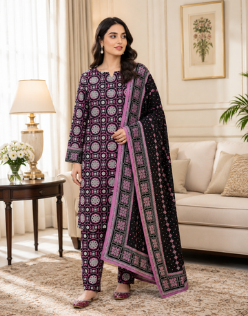 Swiss Lawn Unstitched 3 Piece Suit - A1606