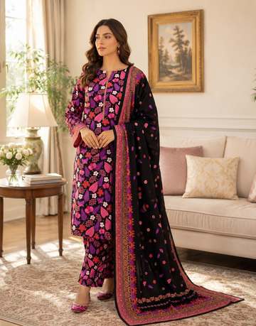 Swiss Lawn Unstitched 3 Piece Suit - A1603