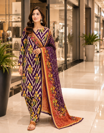 Swiss Lawn Unstitched 3 Piece Suit - A1616
