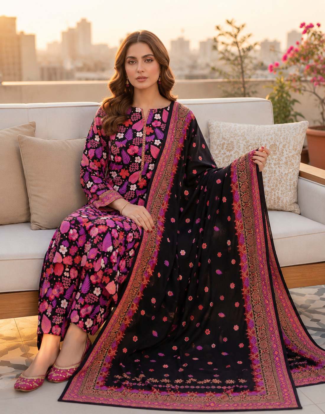 Swiss Lawn Unstitched 3 Piece Suit - A1603