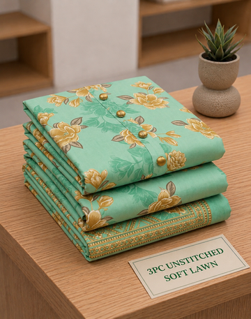 Soft Lawn Unstitched 3PC Women Suit - U1512
