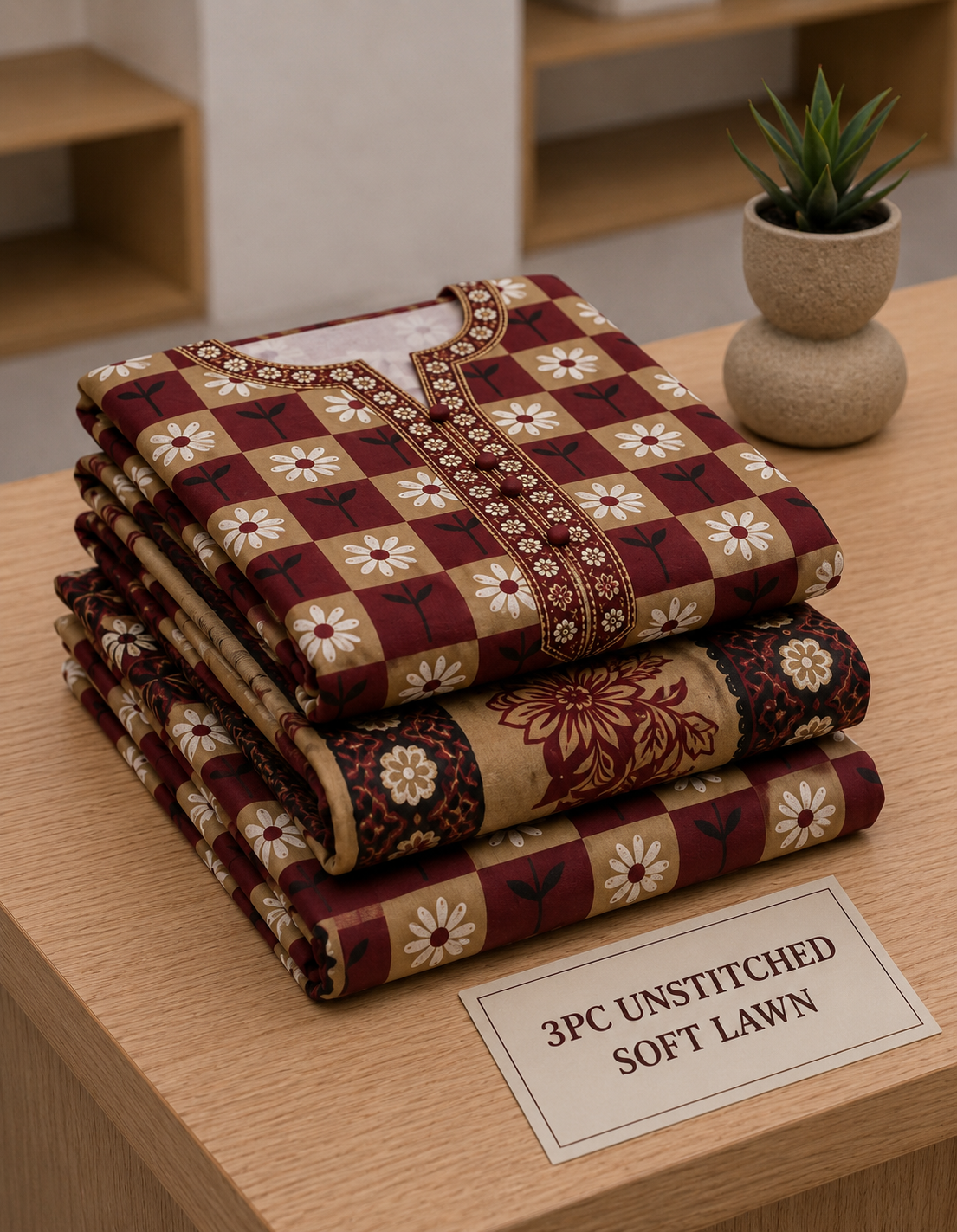 Soft Lawn Unstitched 3PC Women Suit - U1413
