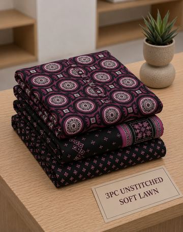 Soft Lawn Unstitched 3PC Women Suit - U1606