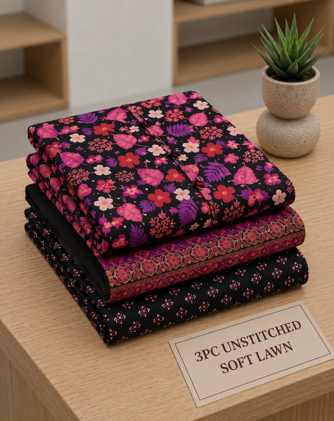 Soft Lawn Unstitched 3PC Women Suit - U1603