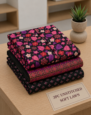 Soft Lawn Unstitched 3PC Women Suit - U1603