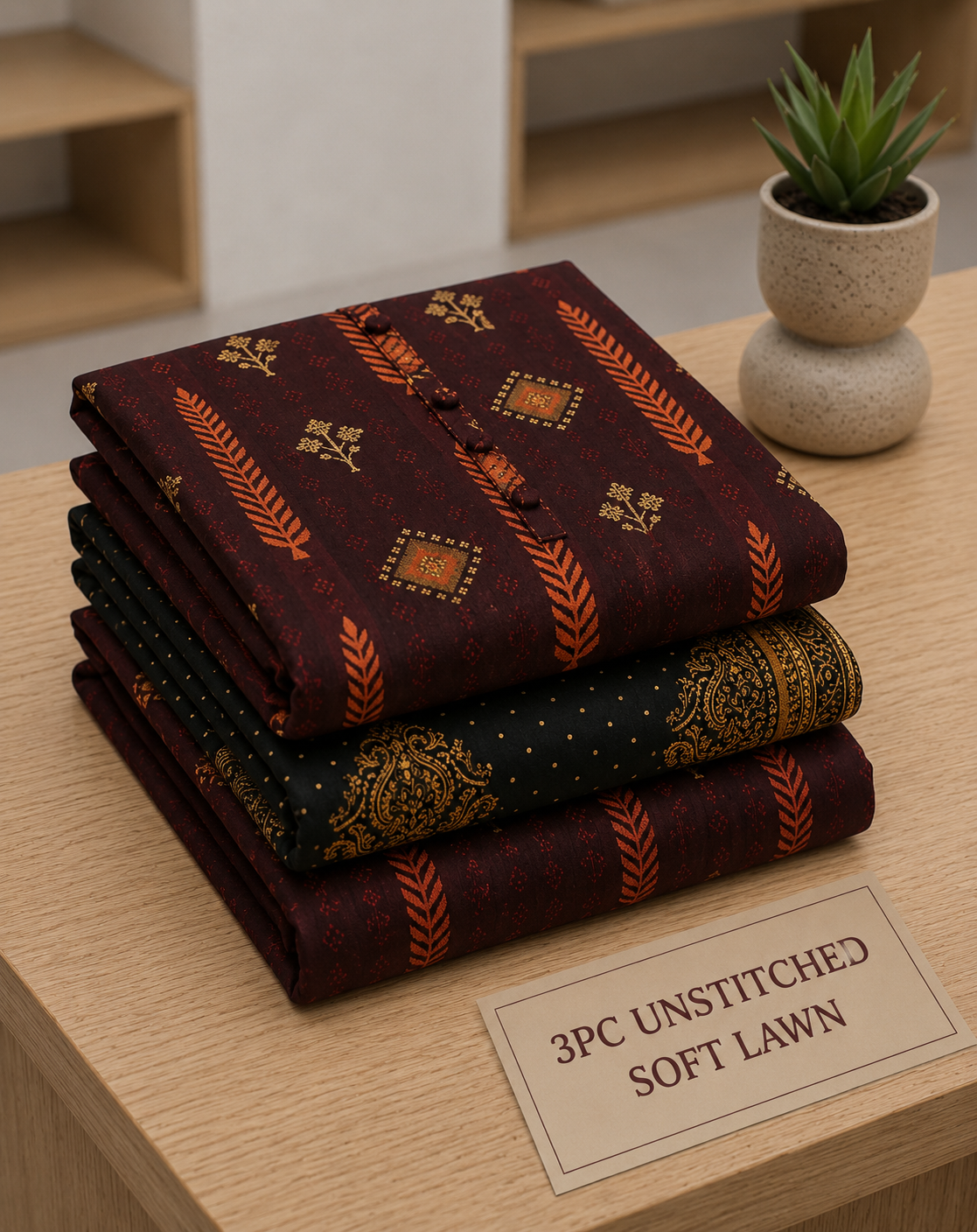 Soft Lawn Unstitched 3PC Women Suit - U1602
