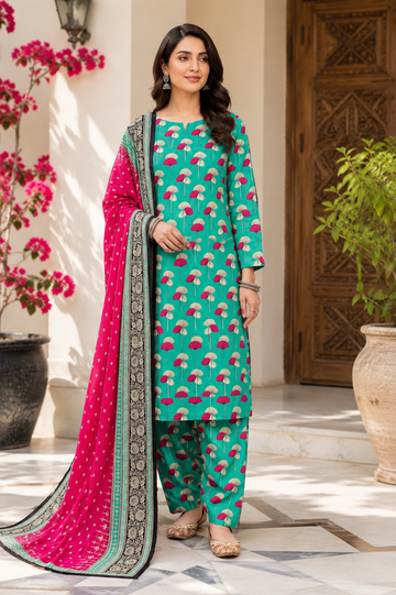 Swiss Lawn Unstitched 3 Piece Suit - A1608