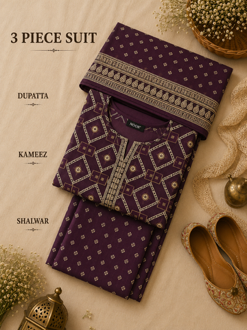 Signature Premium Unstitched 3PC Regal Lawn Suit - M1505