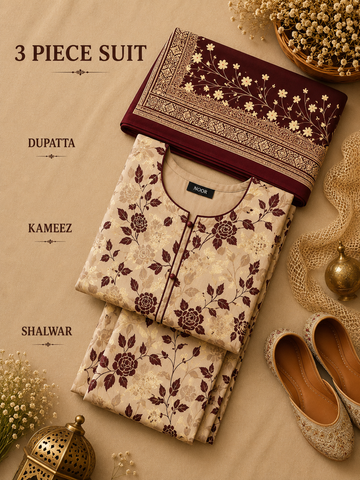 Signature Premium Unstitched 3PC Regal Lawn Suit - M1515