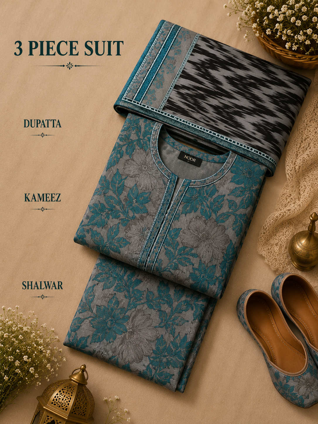 Signature Premium Unstitched 3PC Regal Lawn Suit - M1605