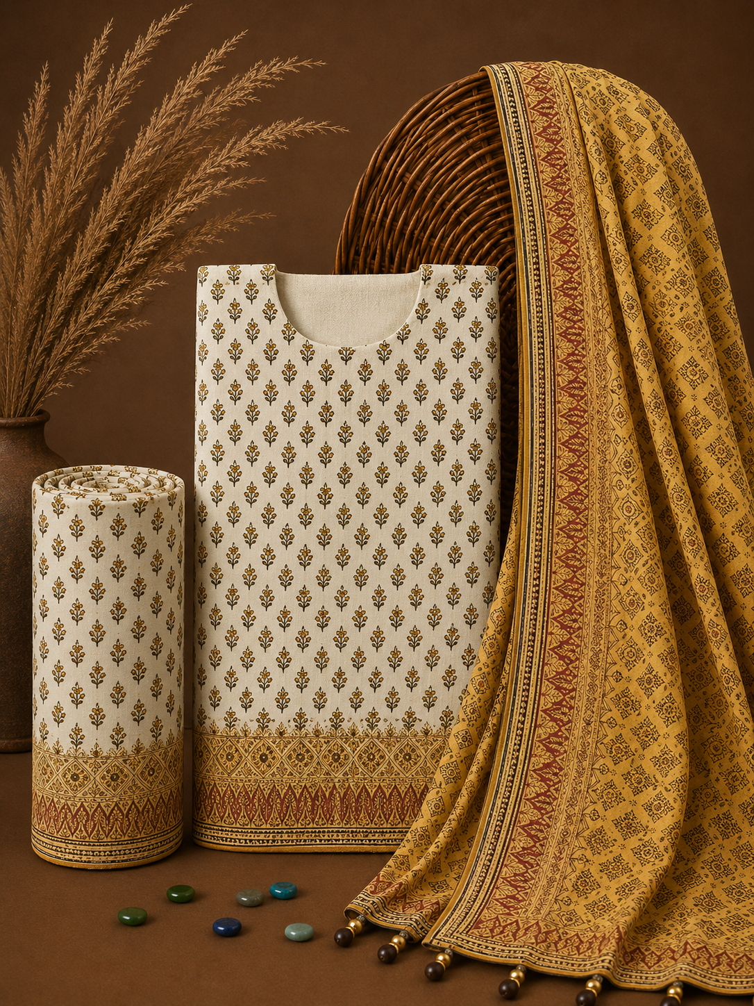 Signature Premium Unstitched 3PC Noble Lawn Suit - T1203
