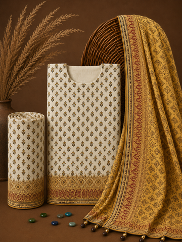 Signature Premium Unstitched 3PC Noble Lawn Suit - T1203