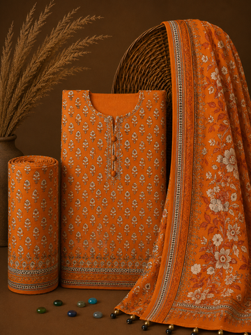 Signature Premium Unstitched 3PC Noble Lawn Suit - T1207