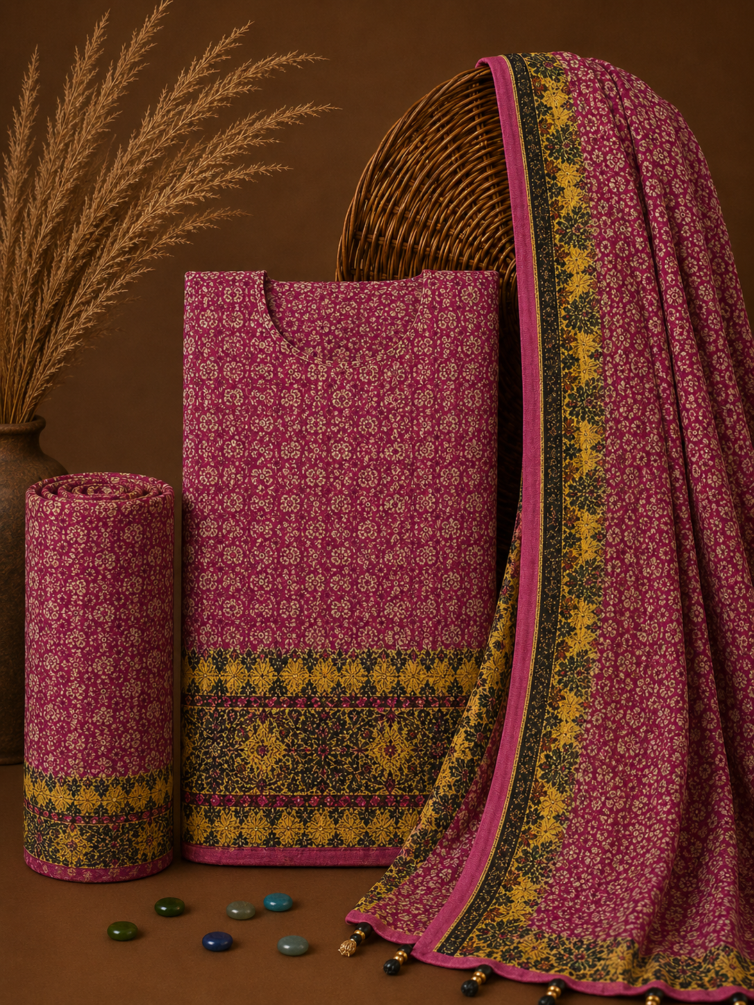 Signature Premium Unstitched 3PC Noble Lawn Suit - T1209