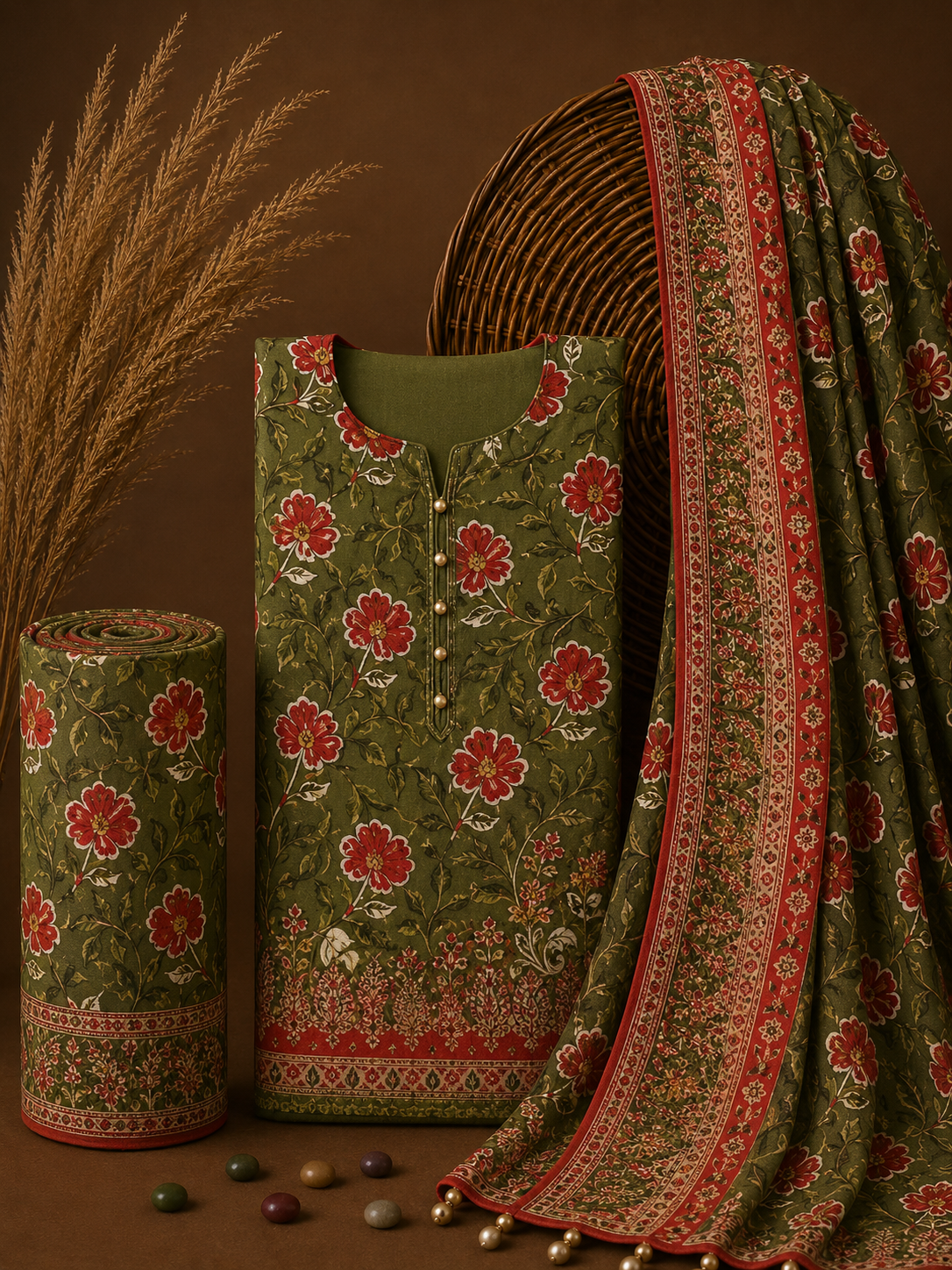 Signature Premium Unstitched 3PC Noble Lawn Suit - T1303