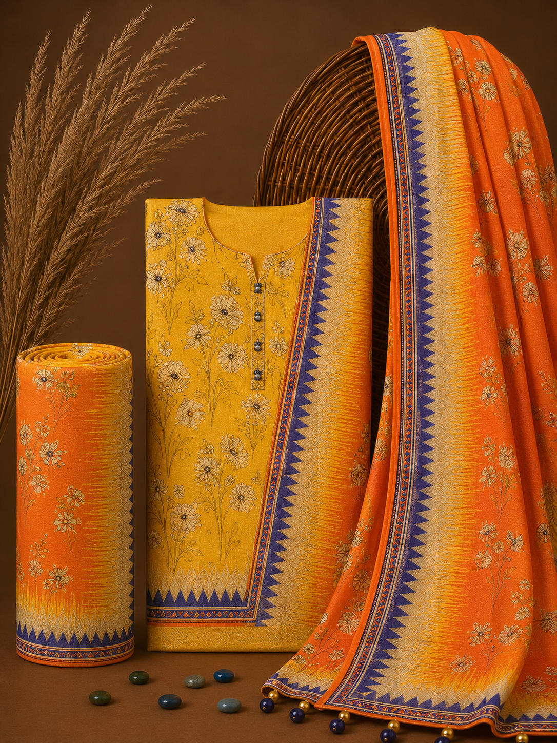 Signature Premium Unstitched 3PC Noble Lawn Suit - T1304