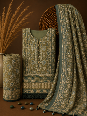 Signature Premium Unstitched 3PC Noble Lawn Suit - T1307