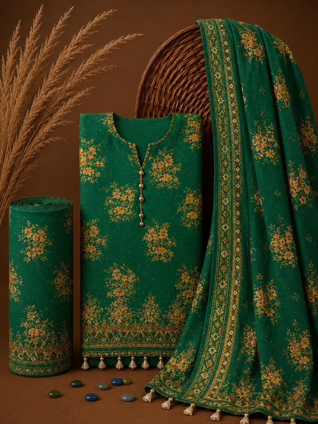 Signature Premium Unstitched 3PC Noble Lawn Suit - T1311