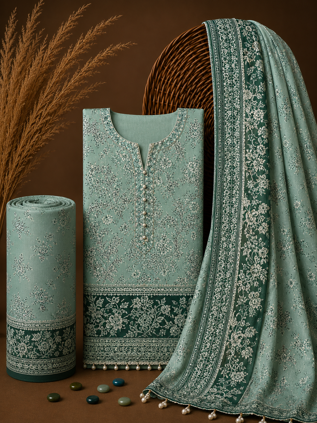 Signature Premium Unstitched 3PC Noble Lawn Suit - T1315