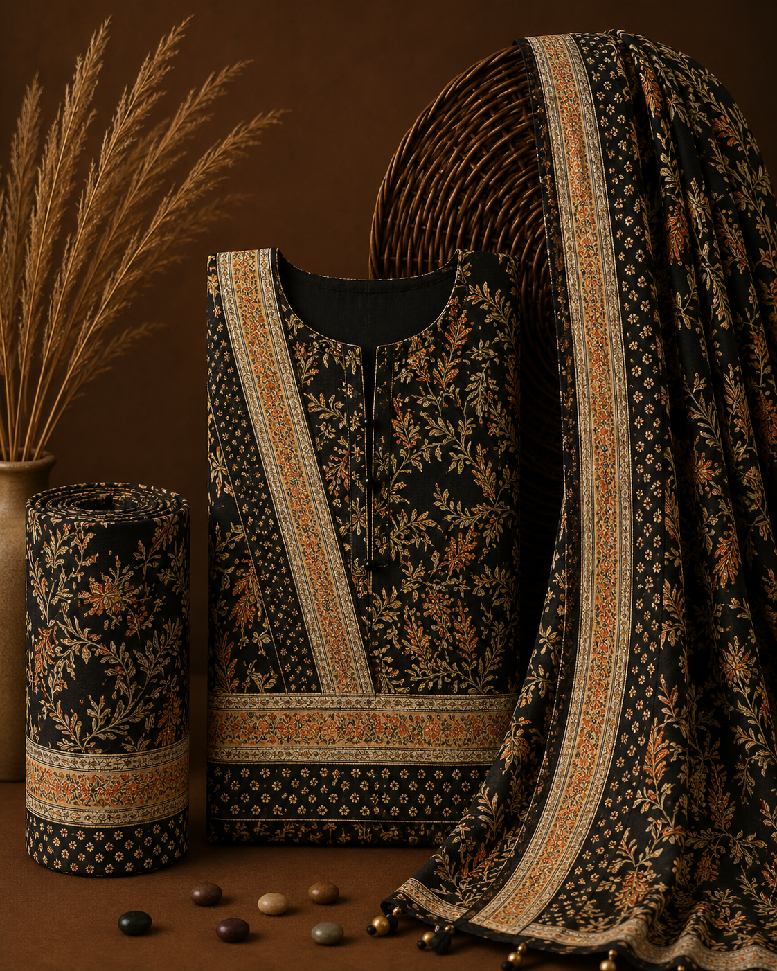 Signature Premium Unstitched 3PC Noble Lawn Suit - T1401