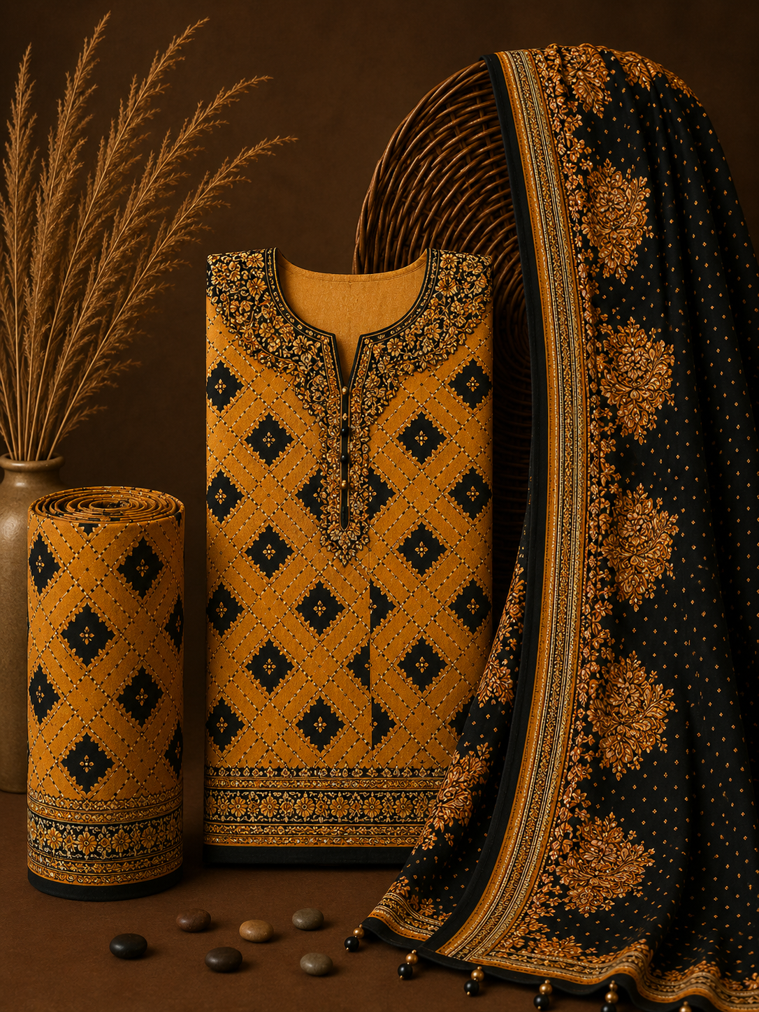 Signature Premium Unstitched 3PC Noble Lawn Suit - T1403