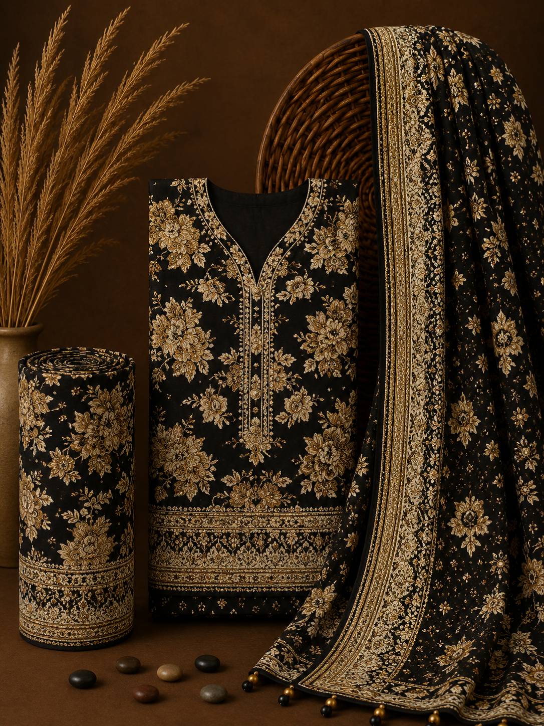 Signature Premium Unstitched 3PC Noble Lawn Suit - T1405