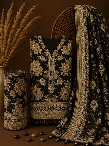 Signature Premium Unstitched 3PC Noble Lawn Suit - T1405
