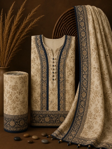 Signature Premium Unstitched 3PC Noble Lawn Suit - T1406