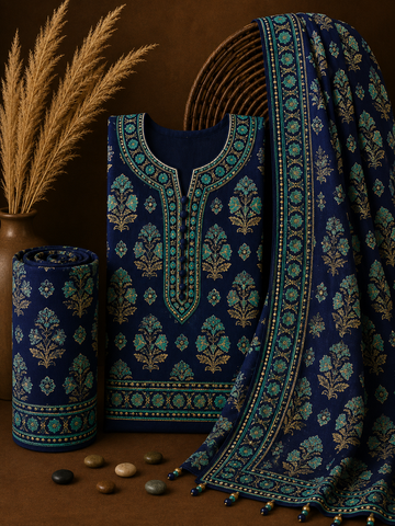 Signature Premium Unstitched 3PC Noble Lawn Suit - T1411