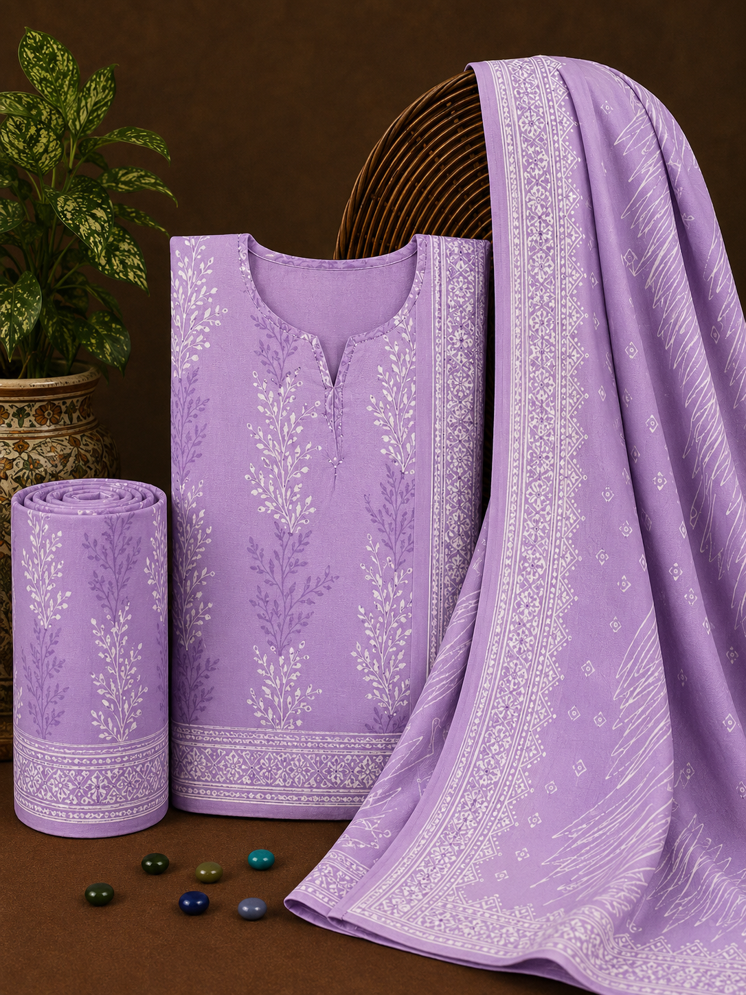 Signature Premium Unstitched 3PC Noble Lawn Suit - T1501