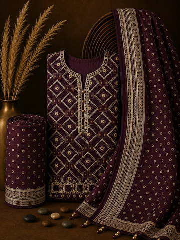 Signature Premium Unstitched 3PC Noble Lawn Suit - T1505