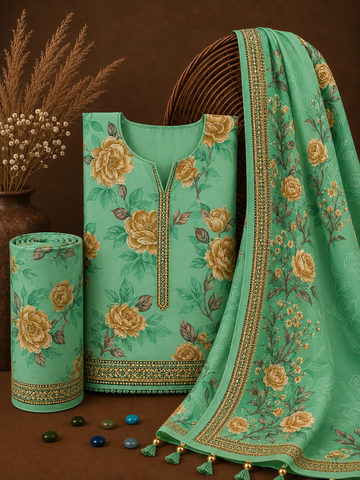 Signature Premium Unstitched 3PC Noble Lawn Suit - T1512
