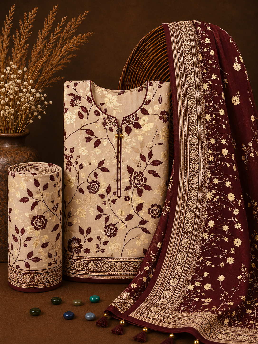 Signature Premium Unstitched 3PC Noble Lawn Suit - T1515