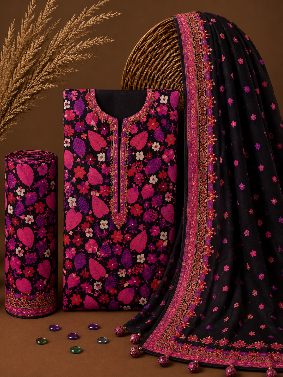 Signature Premium Unstitched 3PC Noble Lawn Suit - T1603